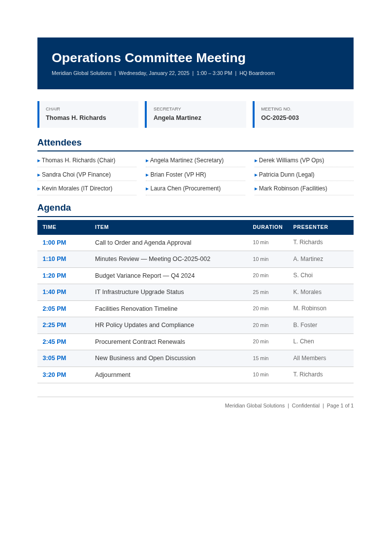 Corporate standard agenda